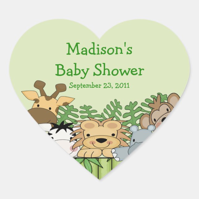 Bébé Jungle Safari Baby shower Coeur Sticker (Devant)