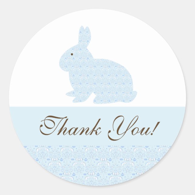 Bébé lapin lapin Baby shower Sticker Merci (Devant)