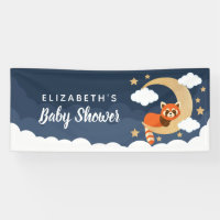 Bébé Lullaby Rouge Panda Moon Baby shower Bannière
