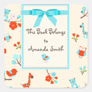 Bébé mignon Animaux et Fleurs Livre Sticker Plaque