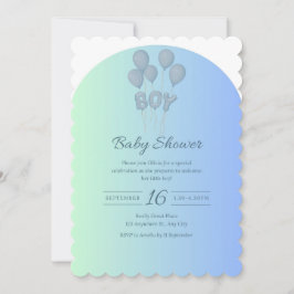 Bébé mignon Baby shower bleu Invitation avec ballo