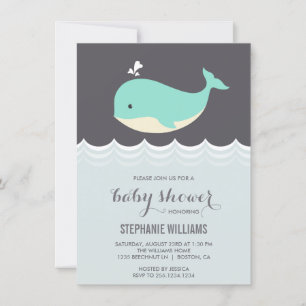 Bébé mignon baleine garçon bébé douche Invitations