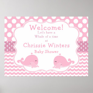 Bébé mignon baleine rose Poster Baby shower fille