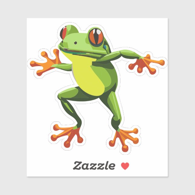 Bébé mignon Dancing Arbre Frog Sticker (Feuille)