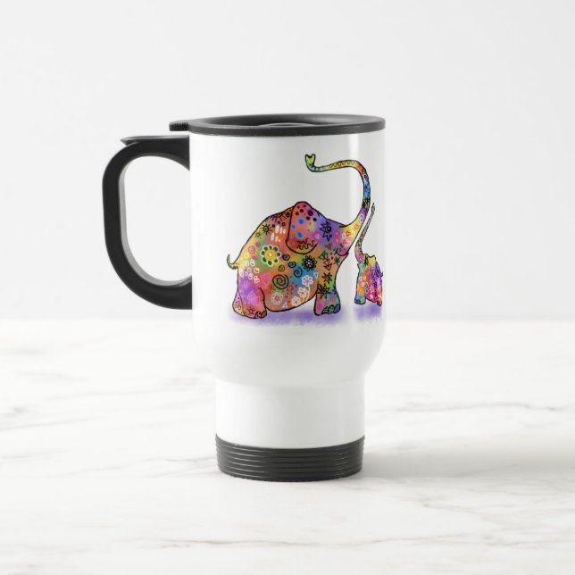 Bébé mignon et maman Elephant Travel Mug (Gauche)