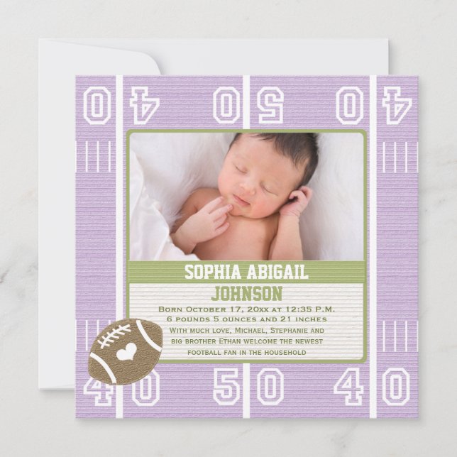 Bébé mignon Faire-part violette fille (Devant)