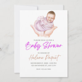 Bébé mignon fille douche Invitation