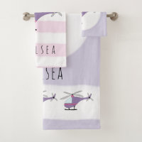 Bébé mignon fille violet hélicoptère et nom