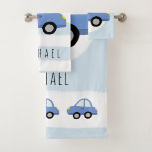 Bébé mignon Garçon bleu voiture véhicule et nom