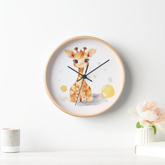 Bébé mignon Giraffe Horloge murale (Maison)