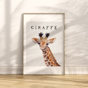 Bébé mignon Giraffe Portrait Poster pour enfants