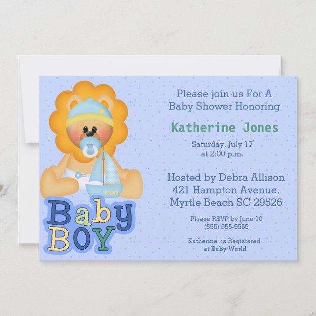 Bébé mignon lion Baby shower Invitation (Devant)