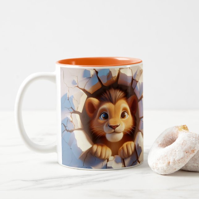 Bébé mignon Lion Hot Coca Café Animaux Mug (Avec donut)