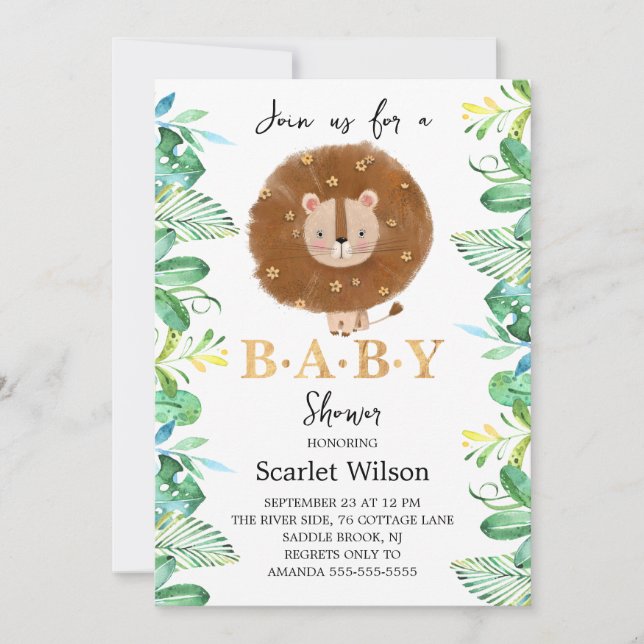 Bébé mignon Lion King Baby shower Invitation (Devant)