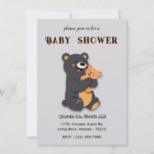 Bébé mignon Ours avec maman Ourson Carte de Douche