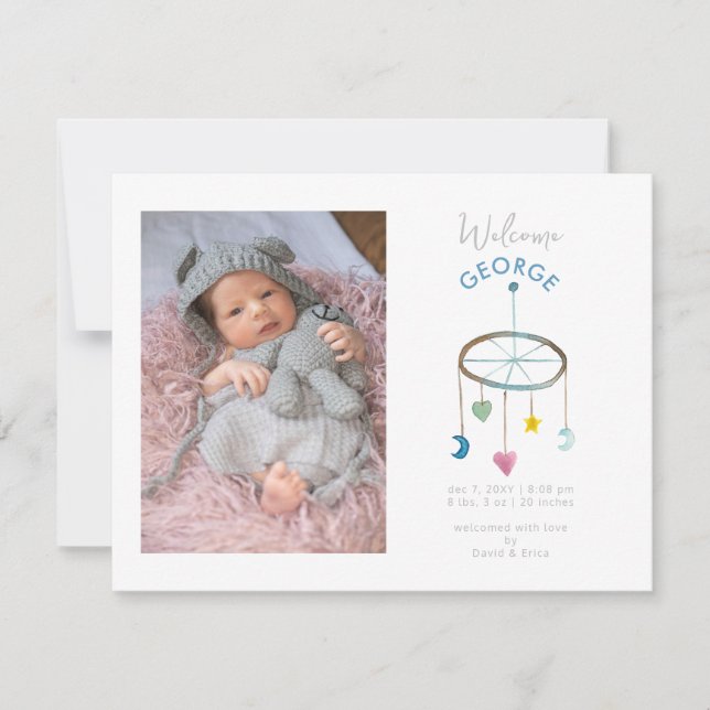 Bébé mignon photo mobile Faire-part bébé (Devant)