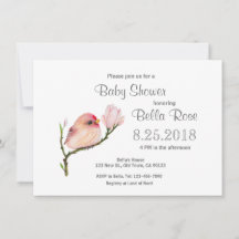 Bébé mignon Redpoll Bird Baby Shower Invitations