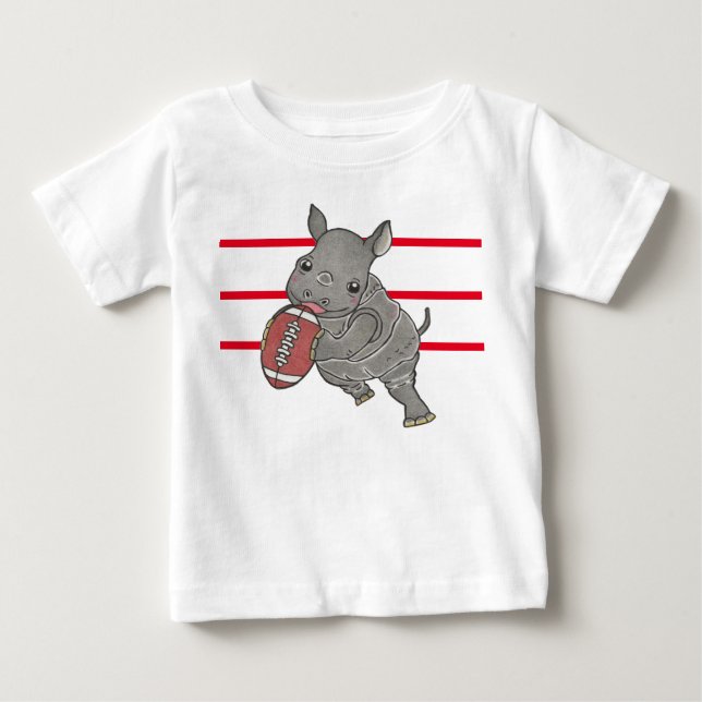 Bébé mignon Rhino Américain Football Bébé T-shirt (Devant)
