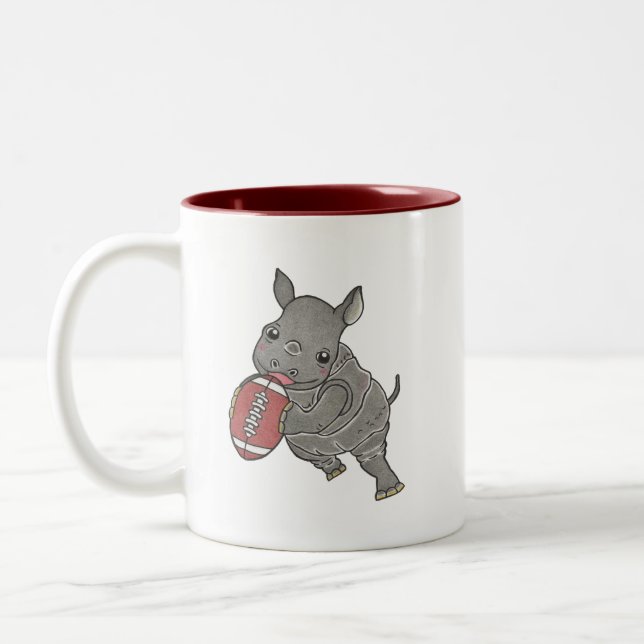 Bébé mignon Rhino American Football Nom Mug (Gauche)