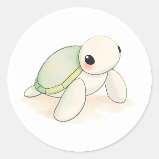 Bébé mignon Sticker de tortue de mer Aquarelle Art (Devant)