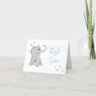 Bébé mou Eléphant bleu Carte de remerciements d'aq