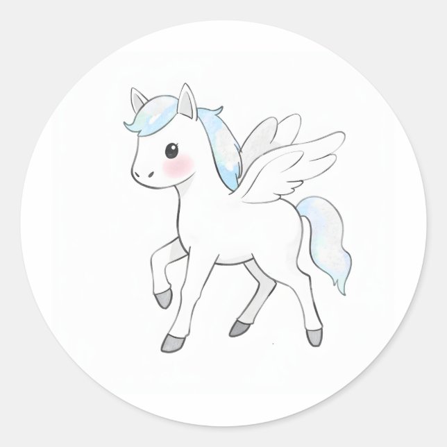 Bébé mou Pegasus Aquarelle Imprimer Sticker (Devant)