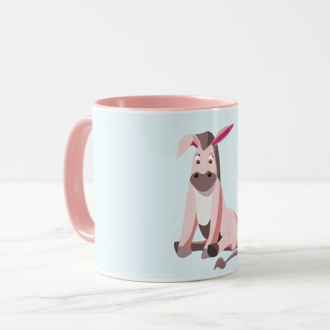 Bébé Mug rose âne - Votre couleur - Texte (Devant gauche)