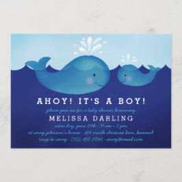 Bébé Nautique Cute Douche Invitations | Baleine bl