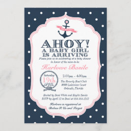 Bébé Nautique fille Douche Invitation polkadot