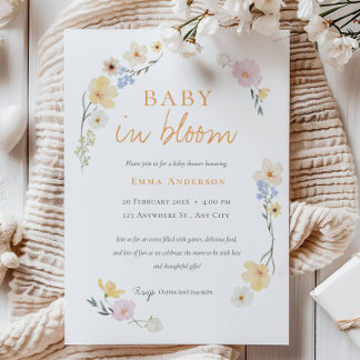 Bébé neutre en fleur baby shower Invitation