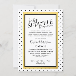 Bébé noir blanc Polkadot Gold Invitation à saupoud