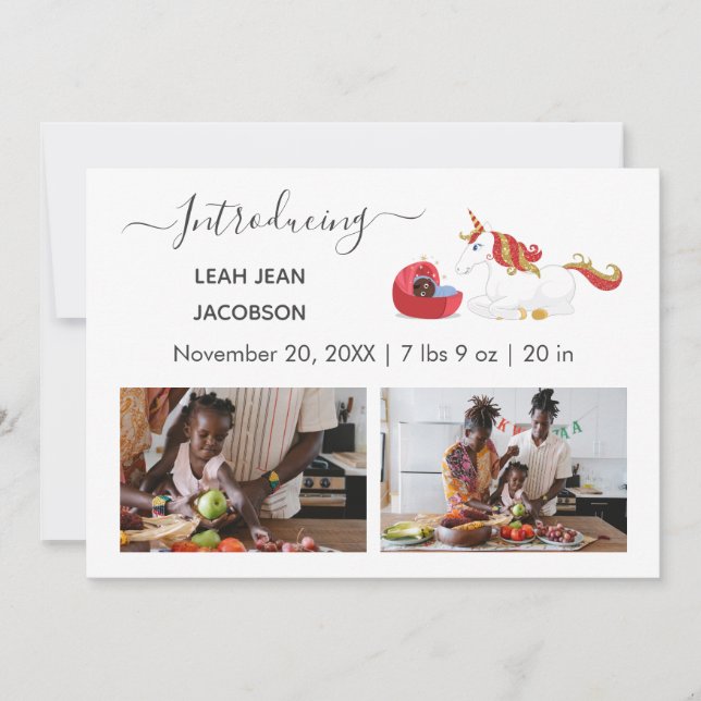 Bébé noir mignon photo Faire-part de naissance Uni (Devant)