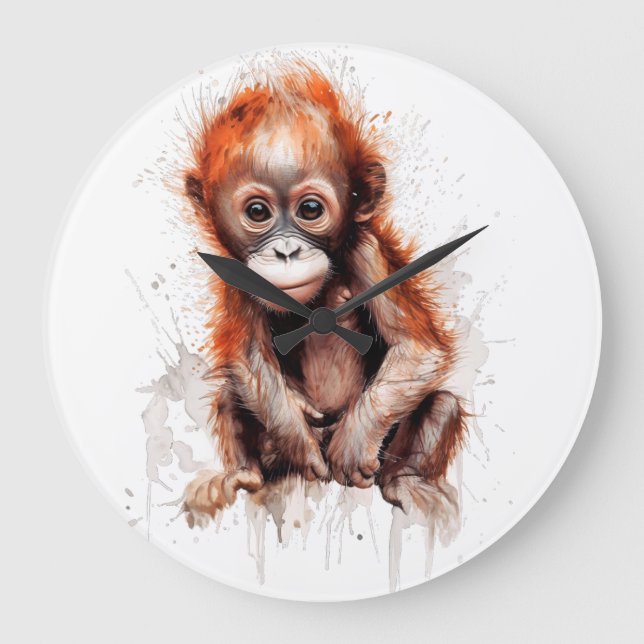 Bebé Orangután Große Wanduhr (Vorderseite)