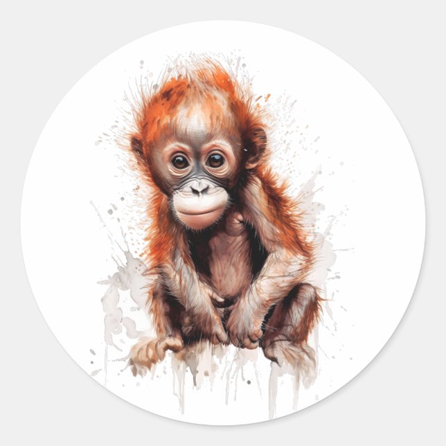 Bebé Orangután Runder Aufkleber (Vorderseite)