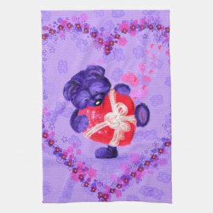 Bébé ours avec coeur cadeau serviette de cuisine