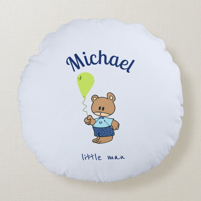 Bébé ours Coussin rond (Devant)