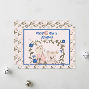 Bébé ours demi-année Carte d'anniversaire fille