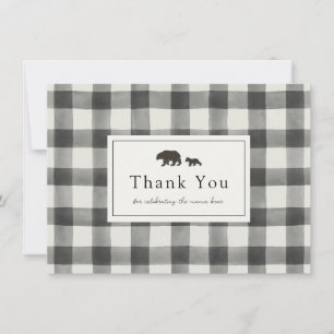 Bébé Ours noir et blanc Merci plaqué