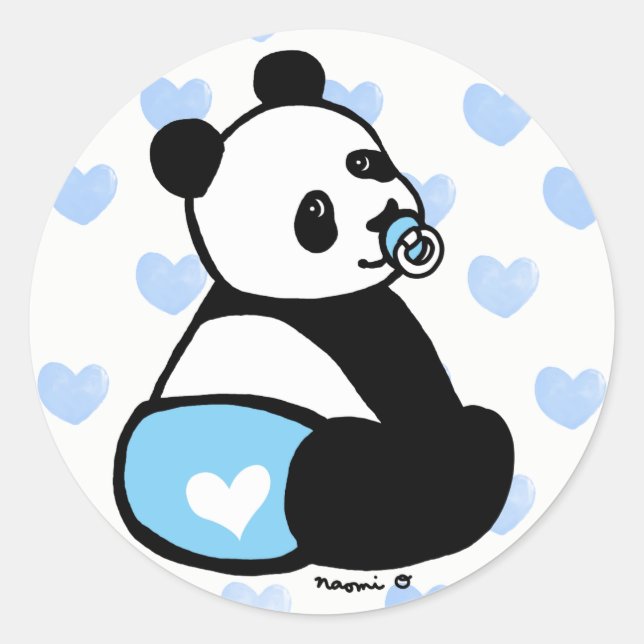 Bébé Panda Cartoon Blue Diaper Sticker (Devant)