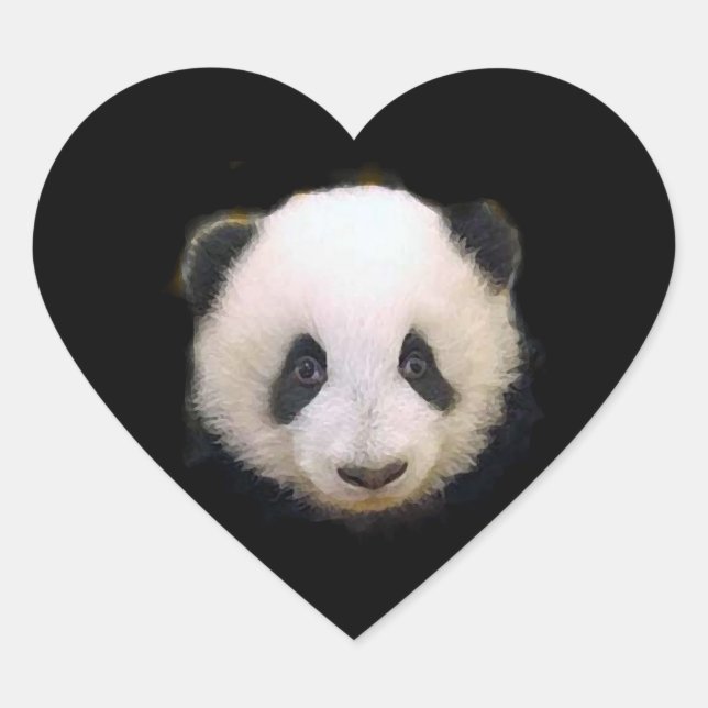 Bébé Panda Coeur Sticker (Devant)