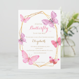 Bébé papillon invitation Douche rose violet