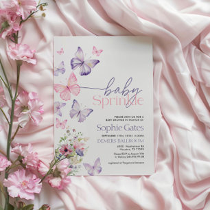 Bébé papillon saupoudrer la fille Invitation