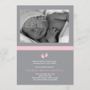 Bébé pas Faire-part de naissance - Rose
