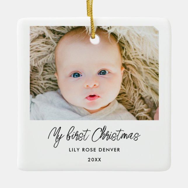 Bébé personnalisé 1er ornement photo de Noël (Devant)