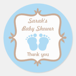 Bébé Pieds Bleu Sticker rond