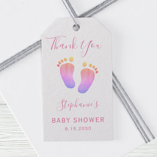 Bébé pieds rose Baby shower étiquettes cadeaux