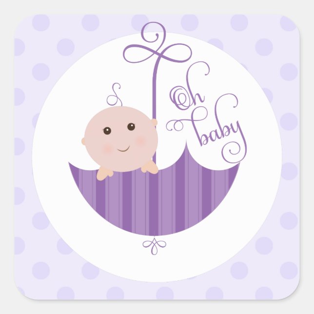 Bébé pourpre Garçon 'Oh Baby' Douche Sticker parap (Devant)