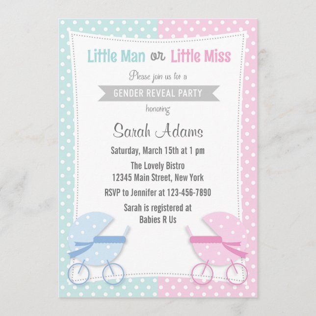 Bébé poussette Genre Reveal Party Invitation (Devant)