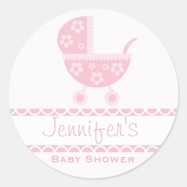 Bébé Poussette rose Stickers Baby shower de pousse (Devant)