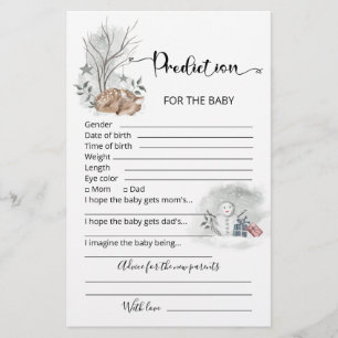 Bébé prédictions carte conseil baby shower d'hiver